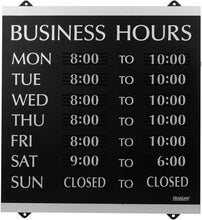 Load image into Gallery viewer, Professional Black &amp; Silver Business Hours Sign - 208-3/4 Characters Included