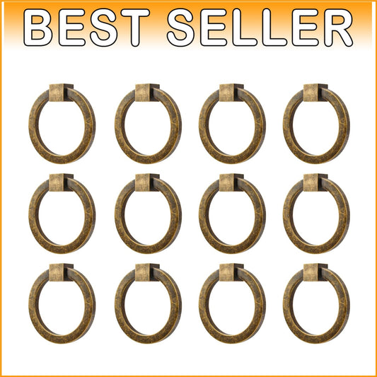 Elegant 12-Piece Antique Brass Round Pulls - Easy Install Cabinet Handles