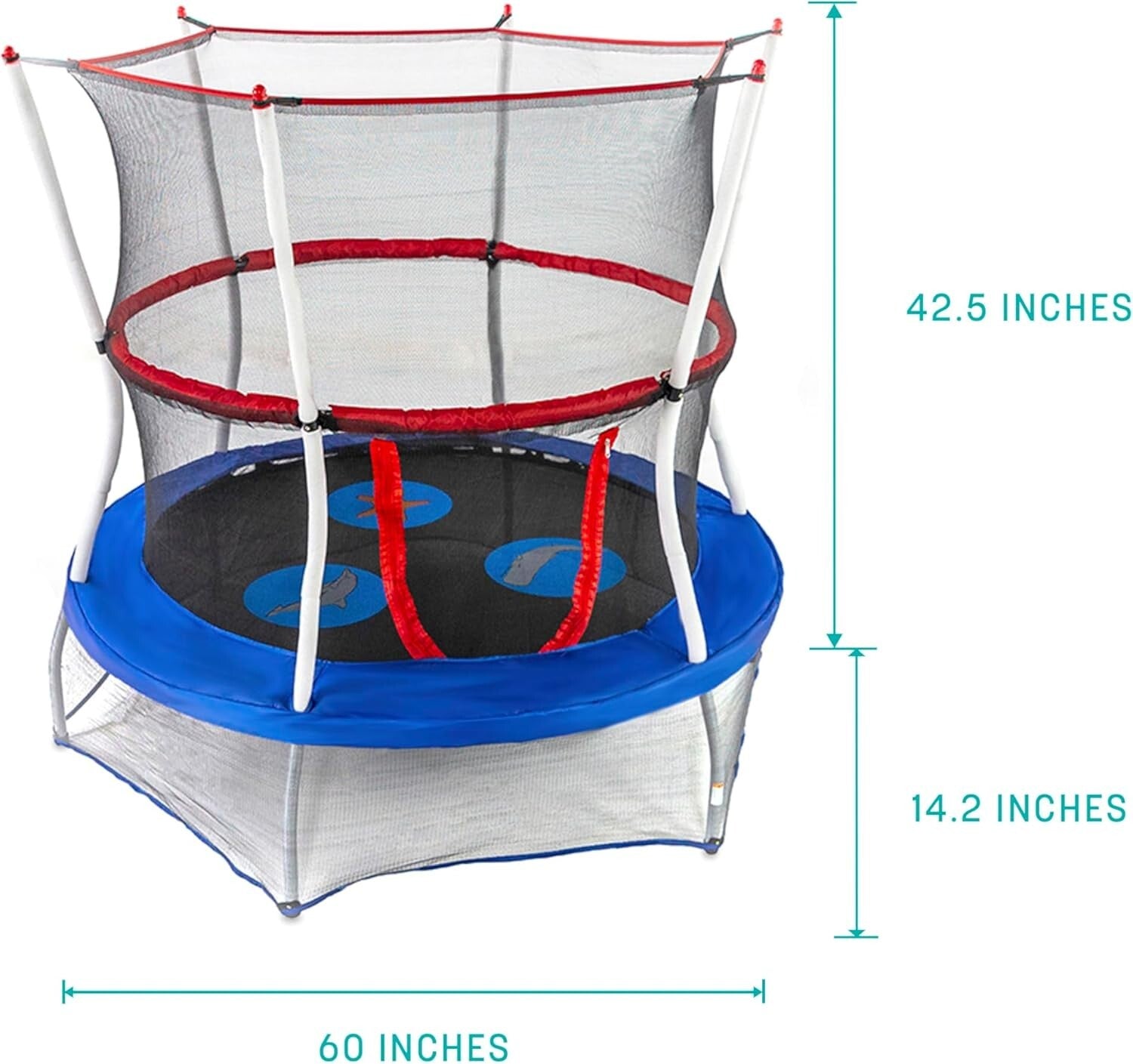 60-Inch Mini Trampoline with Safety Net for Toddlers - Sea Adventure Theme