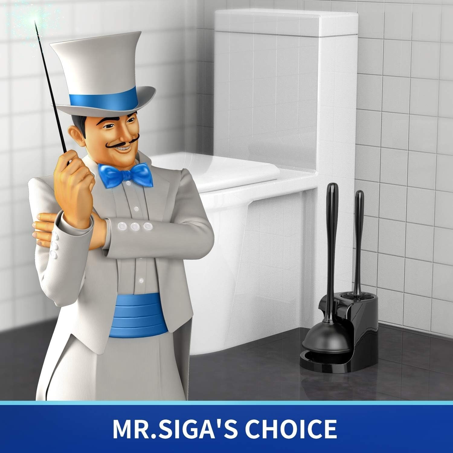 2-in-1 Toilet Plunger & Brush Set with Holder - Stylish Bathroom Essential