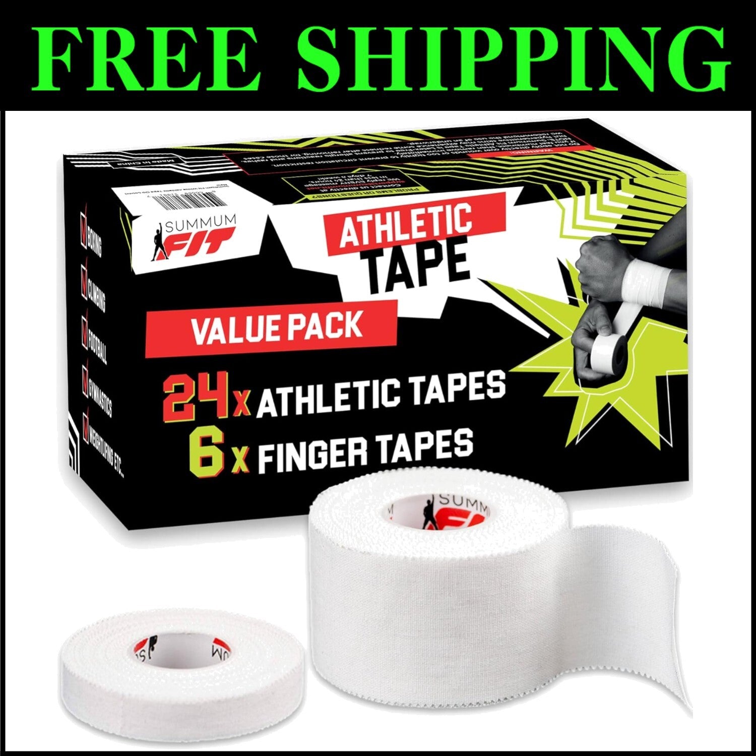 Premium Sports Tape Bundle - 24 Rolls and 6 Finger Rolls for Ultimate Protection