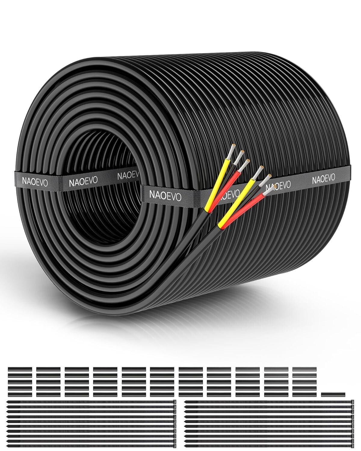 600V Rated 18 AWG Electrical Wire - 3 Conductor Cable for Indoor & Outdoor