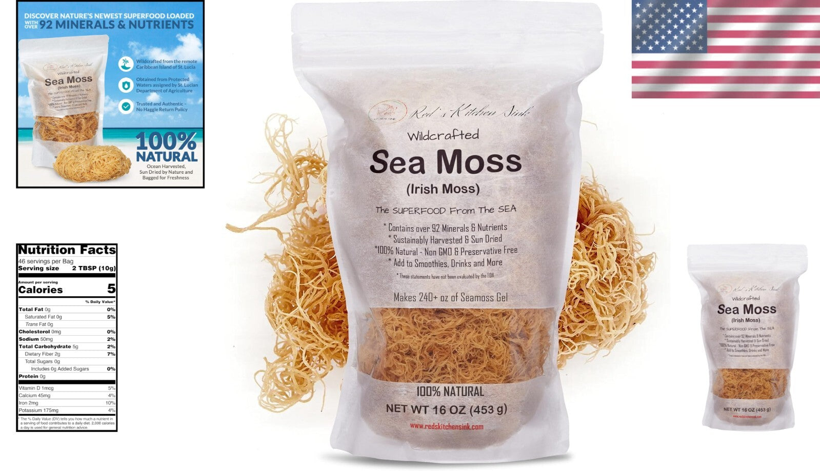 100% Natural Seamoss from St. Lucia - 1 Pound for Immunity & Digestive Support