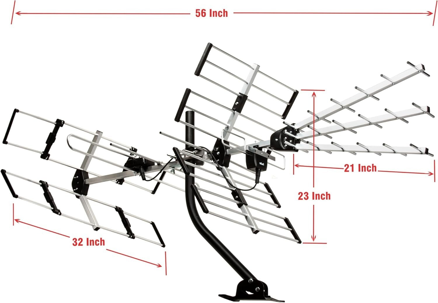 Directional HDTV Antenna with 21" Mounting Pole - 4K & ATSC 3.0 Support