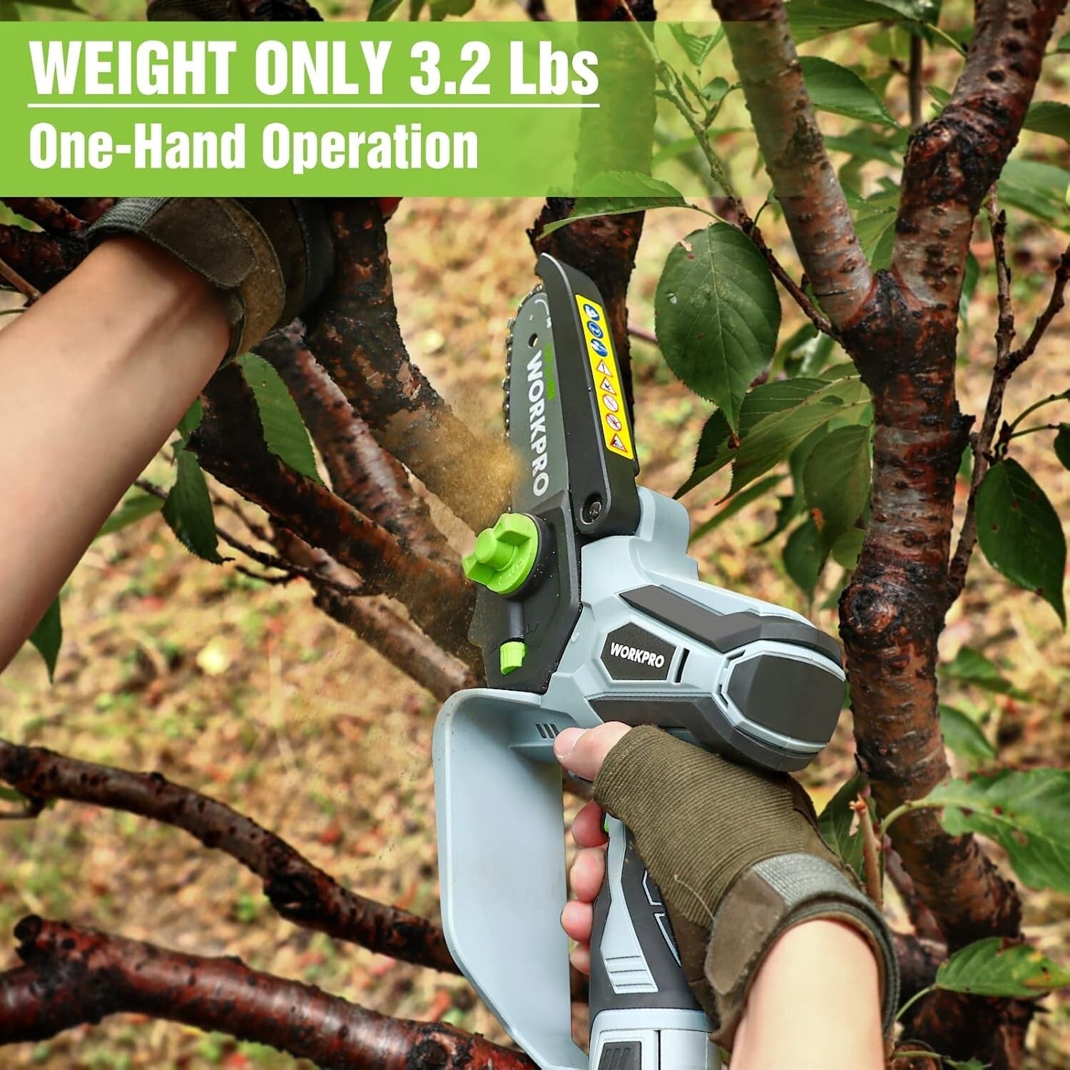Lightweight Mini Chainsaw - 6.3" Cordless Electric Saw with 2 Lithium Batteries