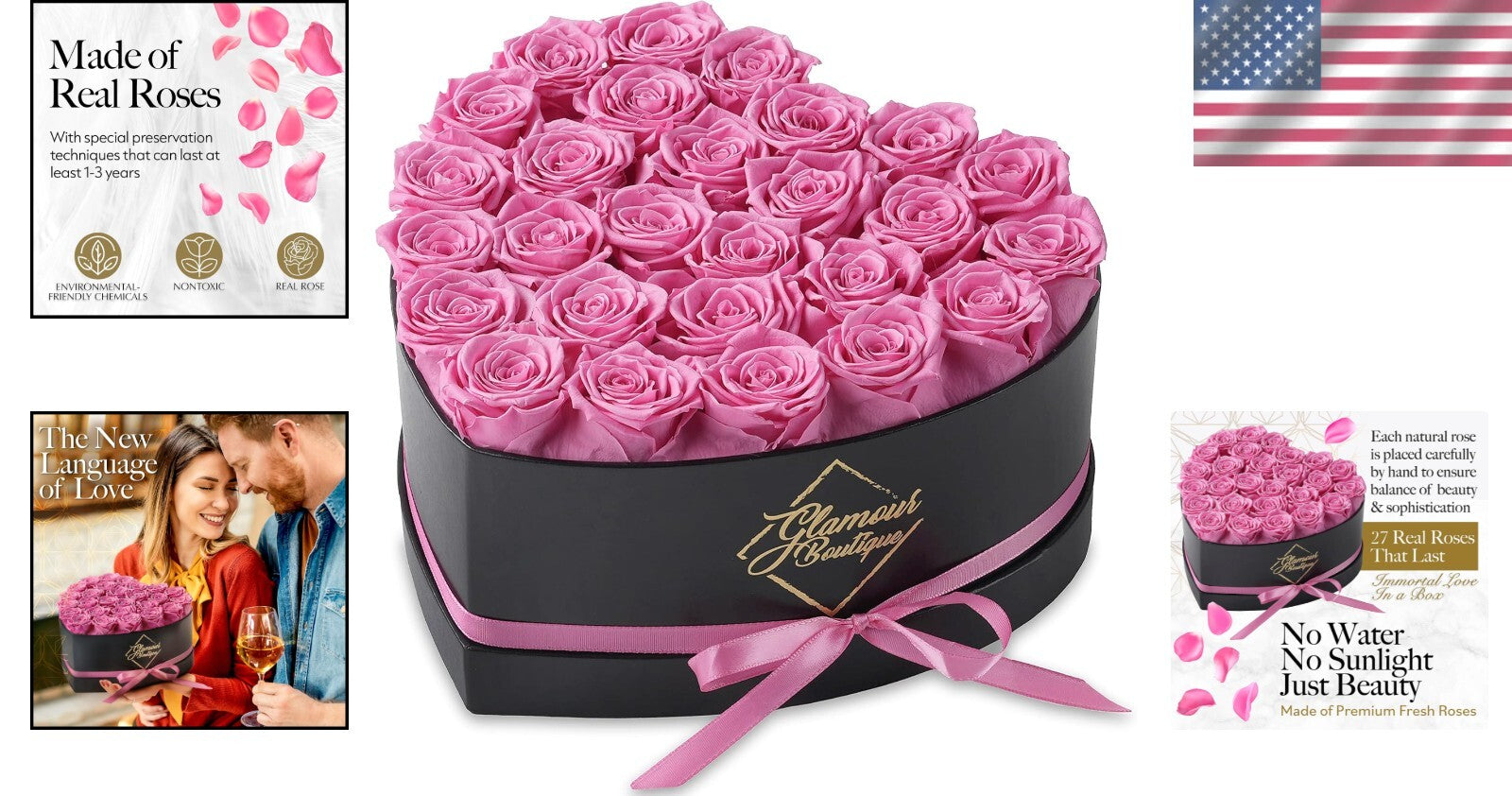 Luxurious 27 Pink Roses Forever Gift in Heart-Shaped Box - Stunning Home Decor