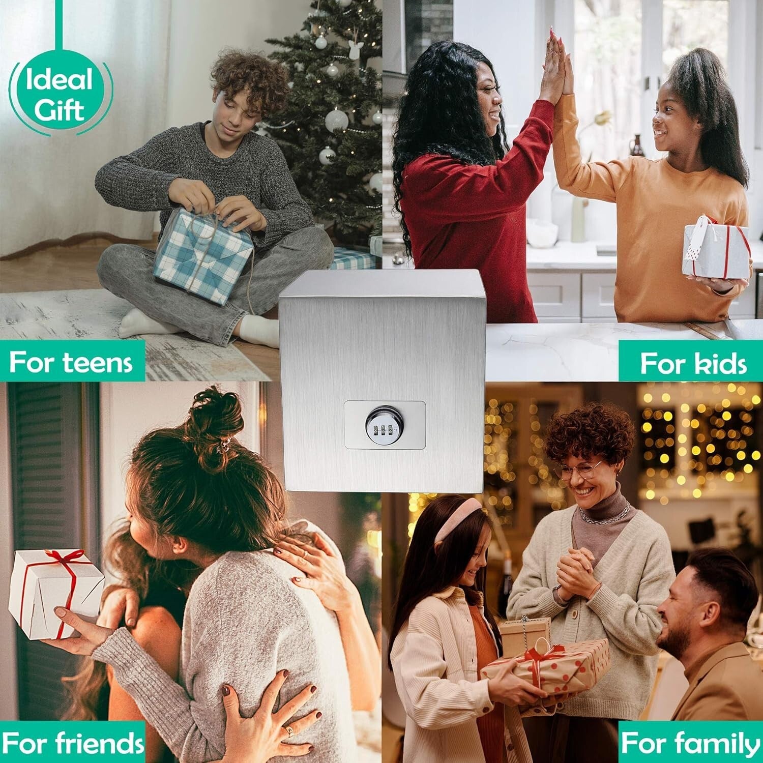 Customizable Stainless Steel Piggy Bank with Lock for Wedding & Vacation Goals