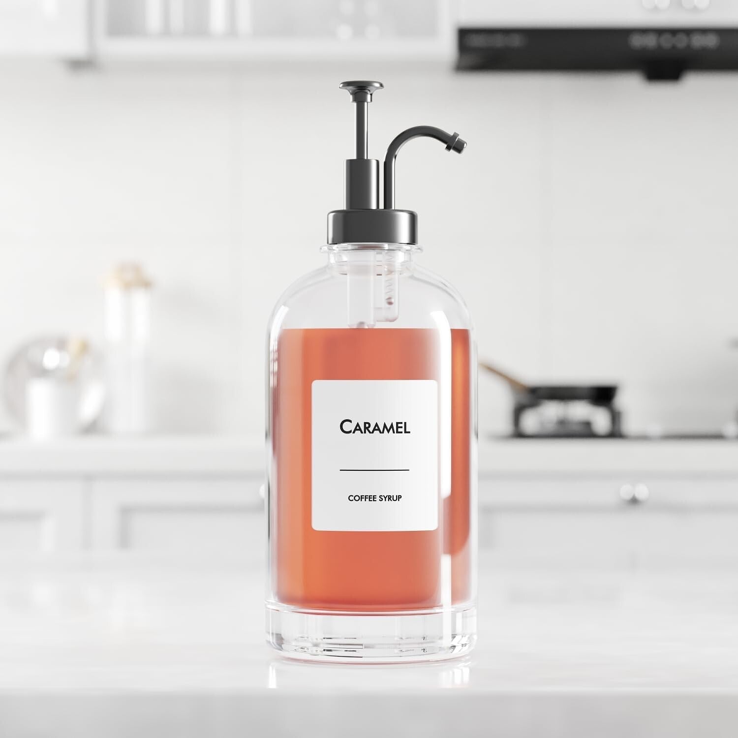 Elegant Coffee Syrup Dispenser Set - 6 Glass Bottles with Leak-Proof Pumps