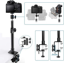 Load image into Gallery viewer, 2-Pack Adjustable Desk Mount Stand with 360° Ball Head for Cameras &amp; Lights
