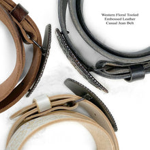 Load image into Gallery viewer, Elegant Genuine Leather Western Floral Engraved Belt with Interchangeable Buckle