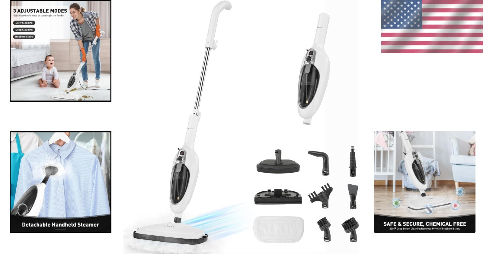 10-in-1 Detachable Steam Mop - Multi-Functional Cleaner for Chemical-Free Floors