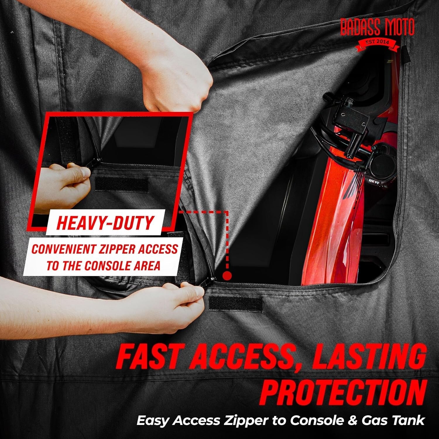 Heavy-Duty Waterproof ATV Cover with Reflective Strips - 95" Long - Badass Black