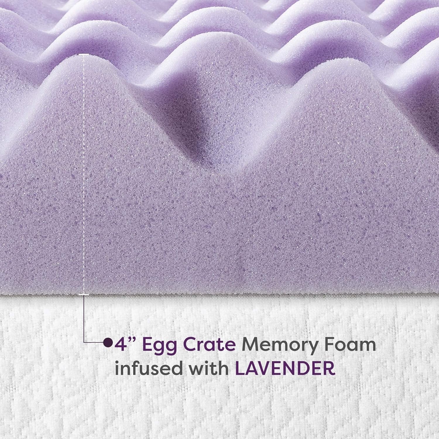 Egg Crate King Size Memory Foam Topper with Lavender Infusion for Relaxing Sleep