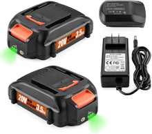 Load image into Gallery viewer, Worx 20V Battery &amp; Charger Combo - 2-Pack with 3.5Ah Capacity for Ultimate Power