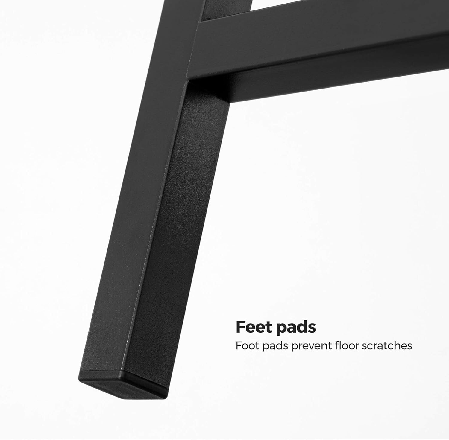 Backless Black Counter Bar Stools - Set of 2, Durable PU Leather, 24.4" Height