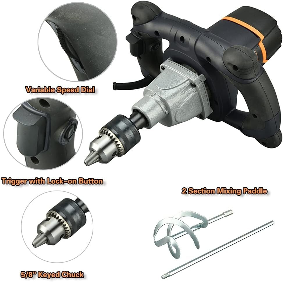 12A Concrete Mixer with Soft Start & 100mm Spiral Paddle - Durable & Efficient