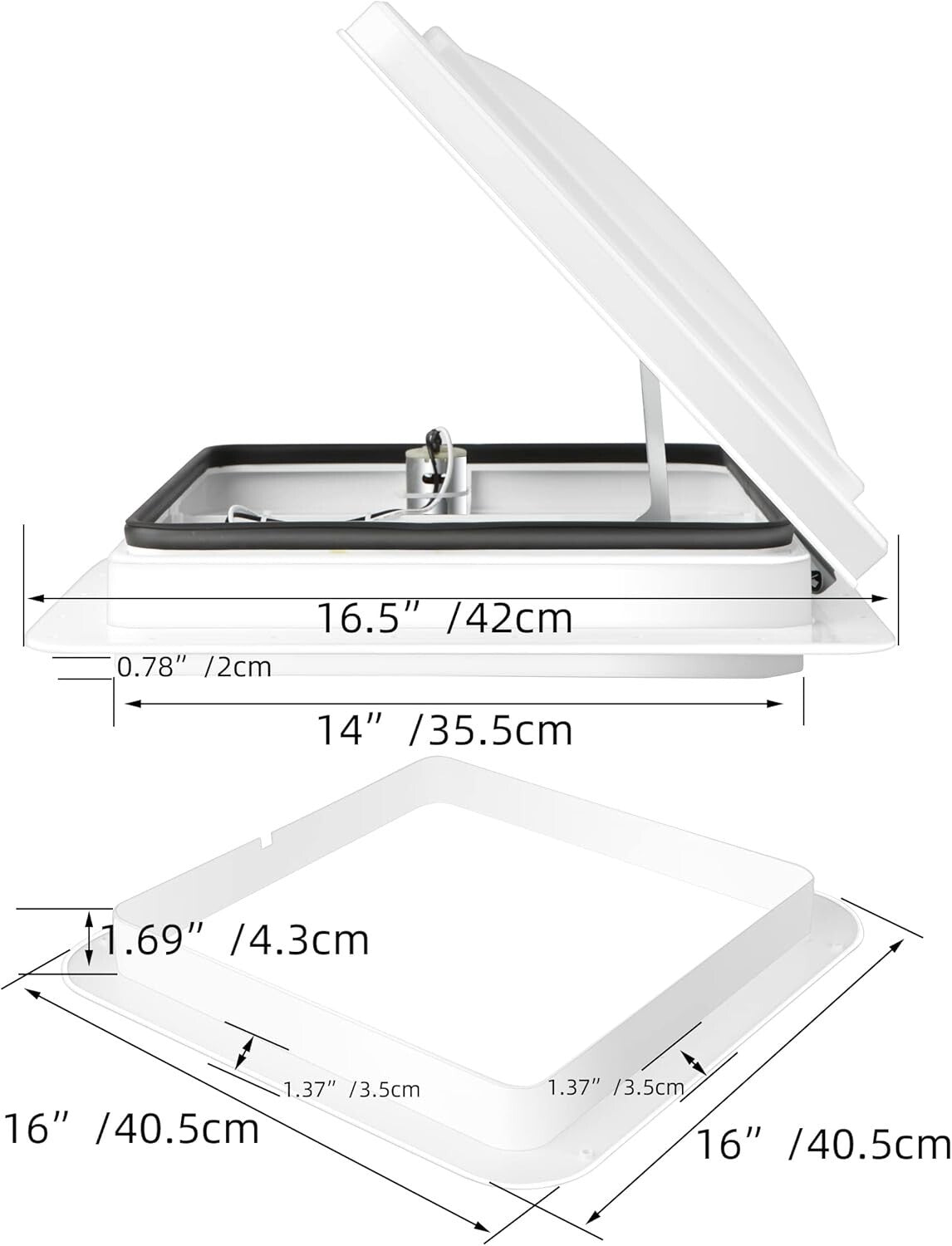 Efficient 12V Fan Roof Vent for RVs and Campers - 14" x 14" Easy Install