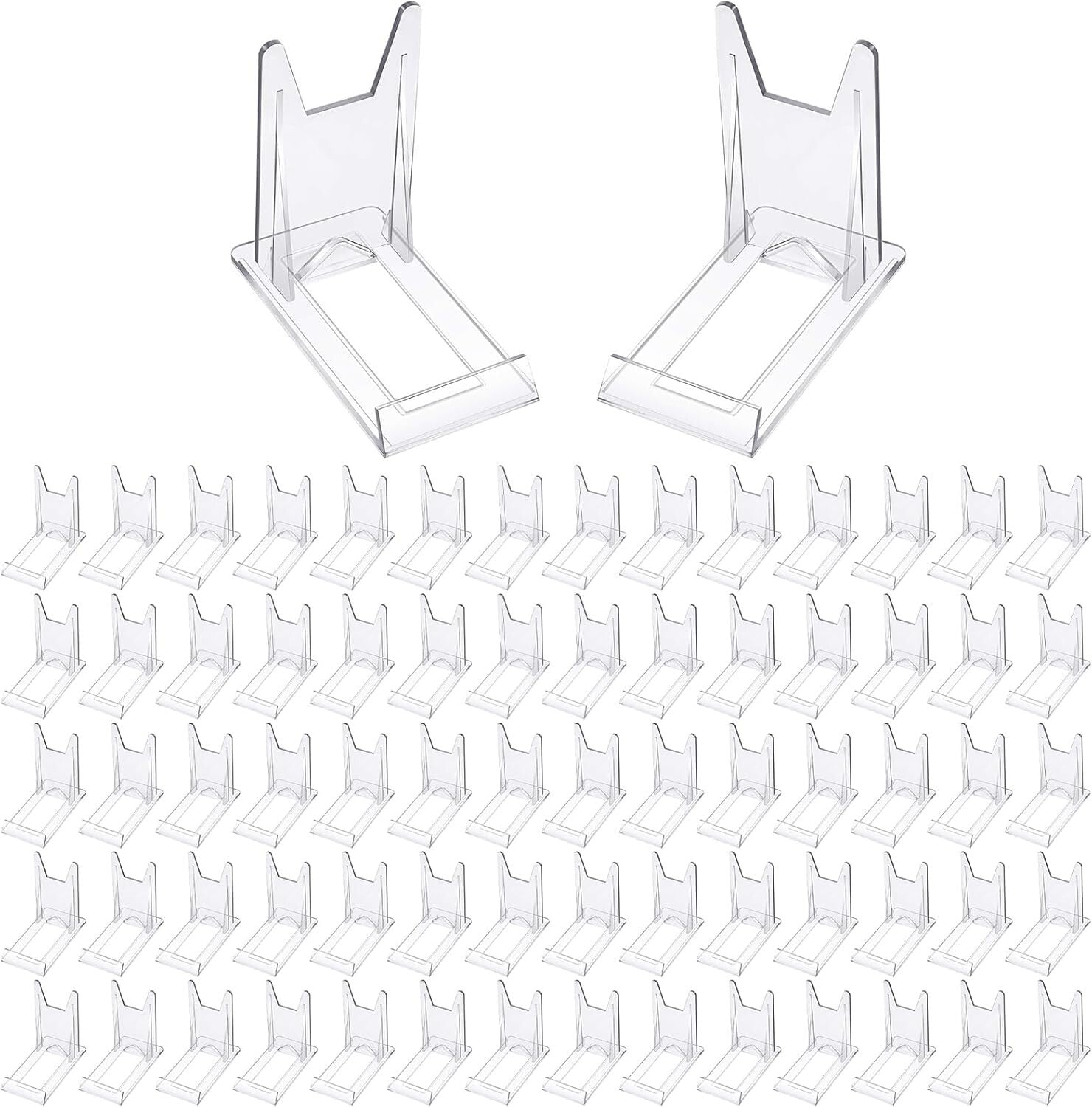 Durable Clear Acrylic Stands - 72 Pack Perfect for Photos, Plates & Artwork