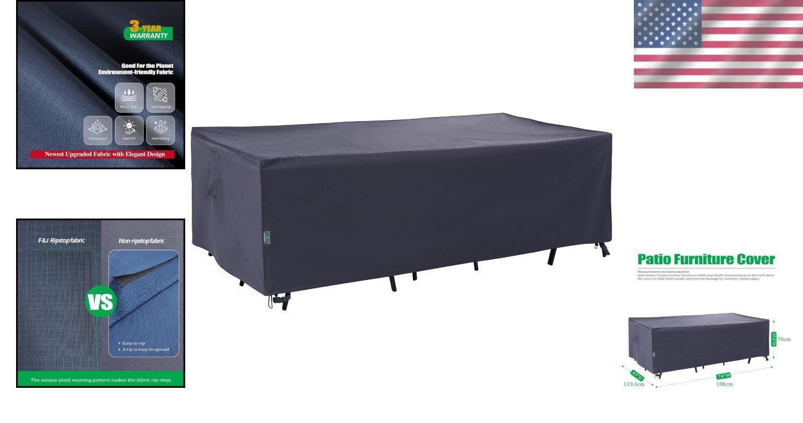 Waterproof Patio Table Covers - UV Resistant Protection for 74x47 in Tables