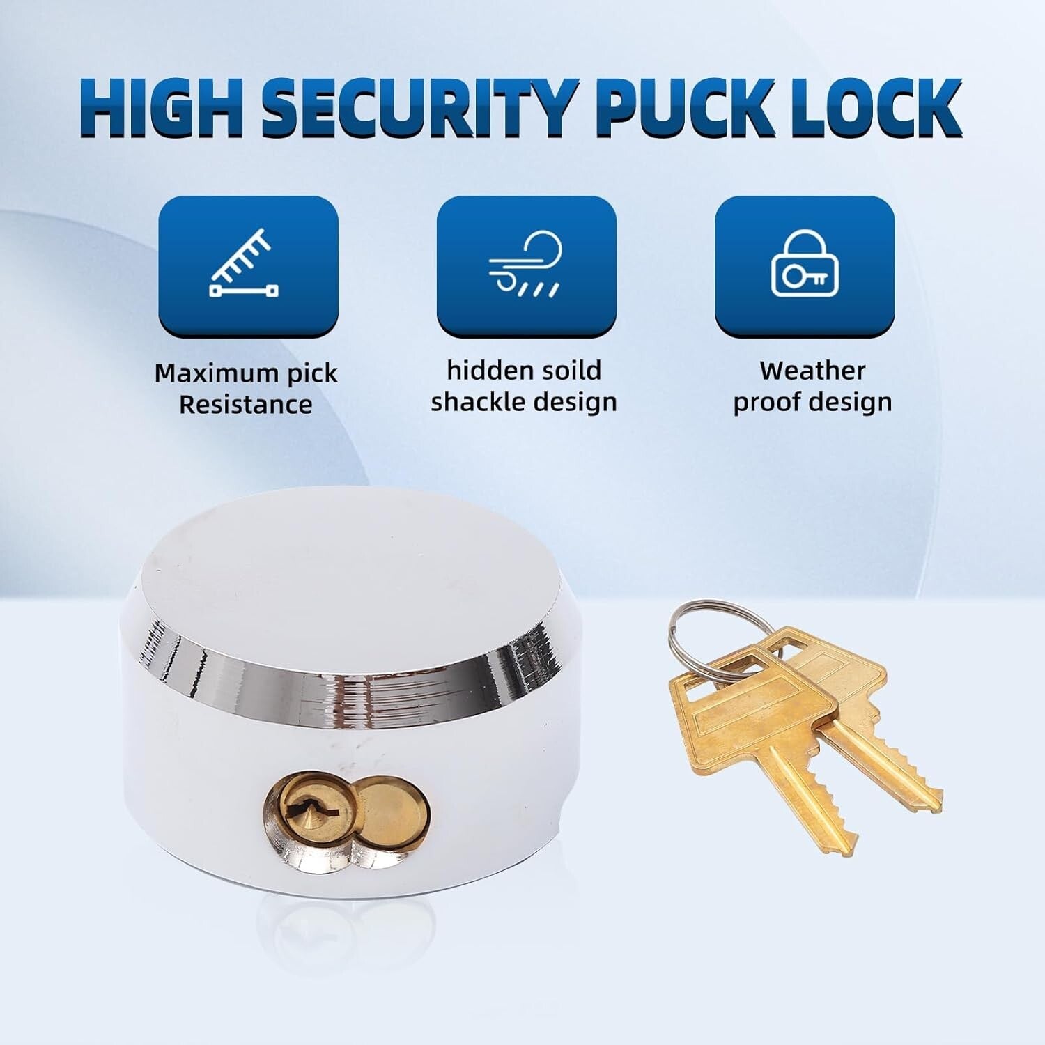 Weather-Resistant Puck Locks - Portable Solid Steel Trailer Lock, 3 Pack