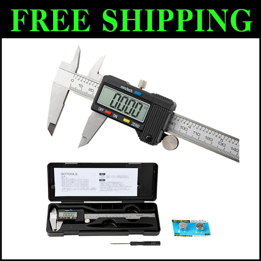 Stainless Steel Digital Caliper with Auto-Off Feature - 0-12" Measurement Range