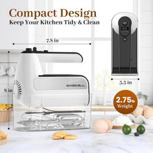 Load image into Gallery viewer, Turbo Boost Electric Hand Mixer - 5-Speed with 2 Beaters, 2 Dough Hooks - White