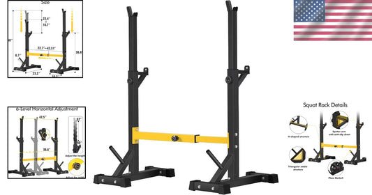Heavy-Duty Home Gym Squat Rack - Adjustable Barbell Storage with Safety Features