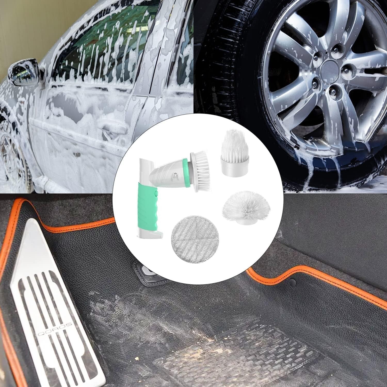 Lightweight Rechargeable Electric Spin Scrubber with 4 Brush Heads – Beach Glass