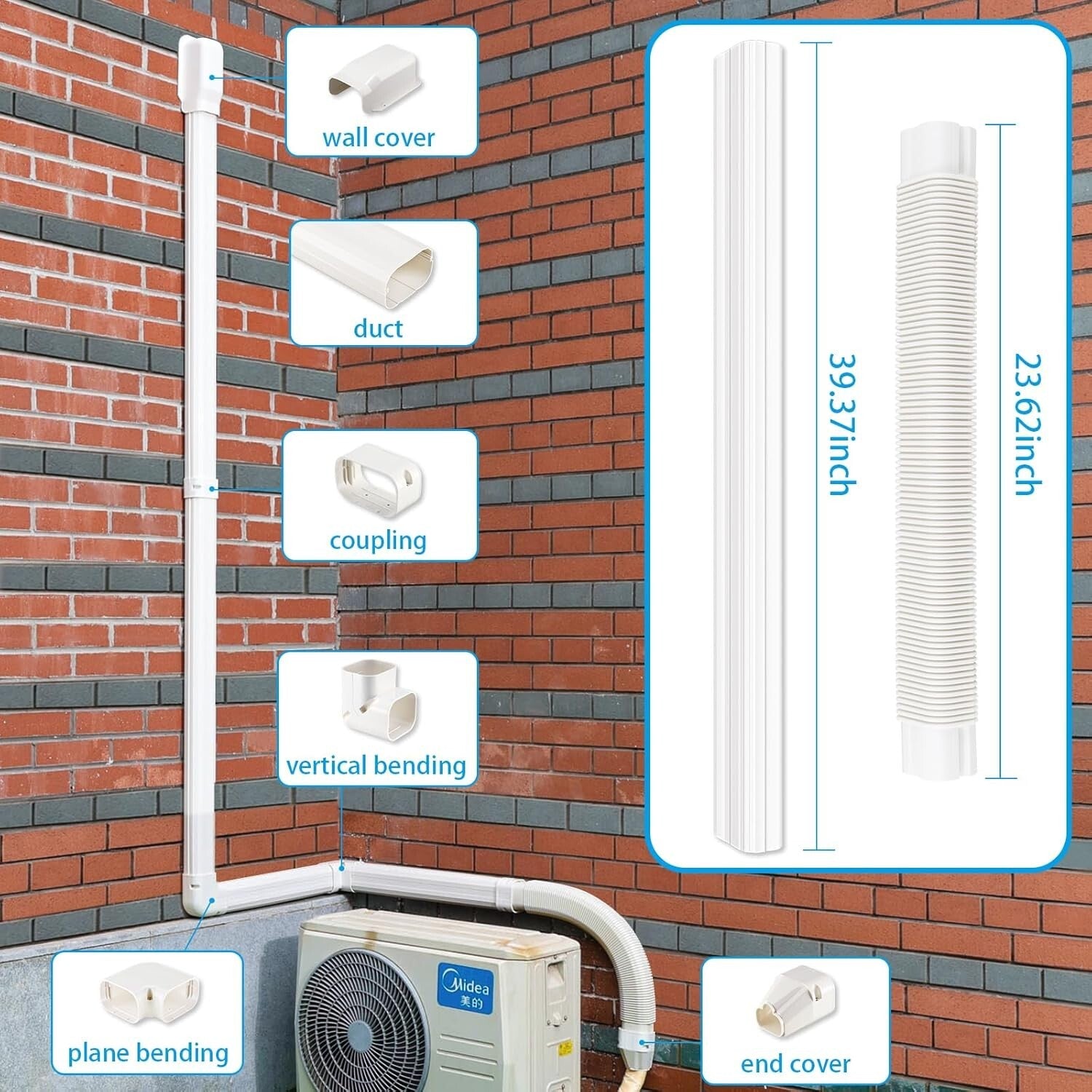 Decorative White Mini Split Line Set Cover Kit - Easy Installation & Neat Design