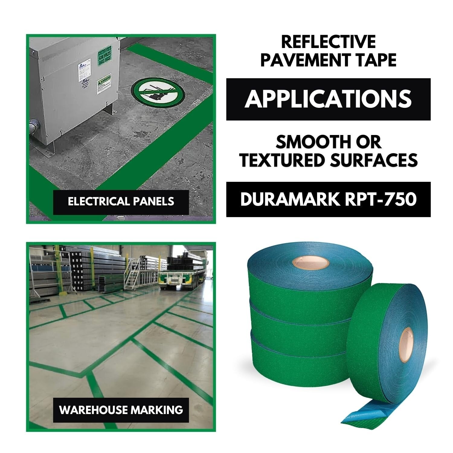 Durable Reflective Marking Tape for Crosswalks & Bike Lanes - 3 Inch x 108 Feet