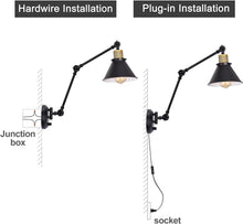 Load image into Gallery viewer, Set of 2 Dimmable Vintage Wall Sconces - Industrial Plug-In &amp; Hardwired Fixture
