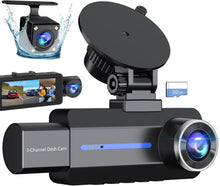 Load image into Gallery viewer, Advanced 2.5K Triple Car Dash Cam with IR Night Vision &amp; 24Hr Parking Guard