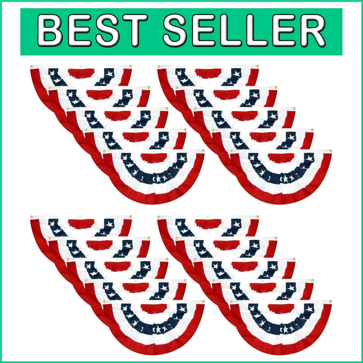 Fade-Resistant 20PCS American Flag Bunting - Perfect for July 4th Celebrations