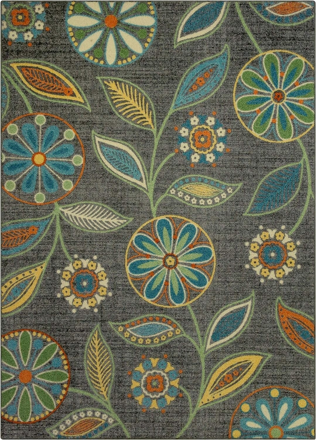 Machine Washable Bohemian Floral Area Rug 7x10' - Easy Care for Modern Living