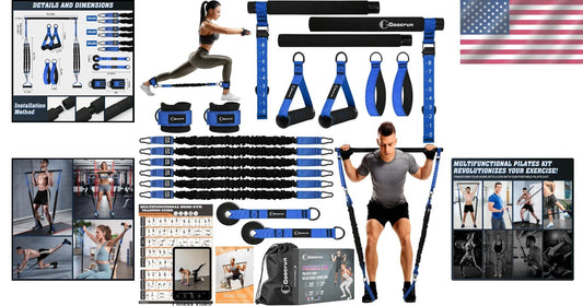 Portable Pilates Bar Kit with Adjustable Resistance Bands for Full-Body Workouts