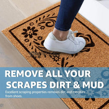 Load image into Gallery viewer, Heavy-Duty Floral Doormat - Eco-Friendly Coco Coir, Water Resistant, 17 x 36