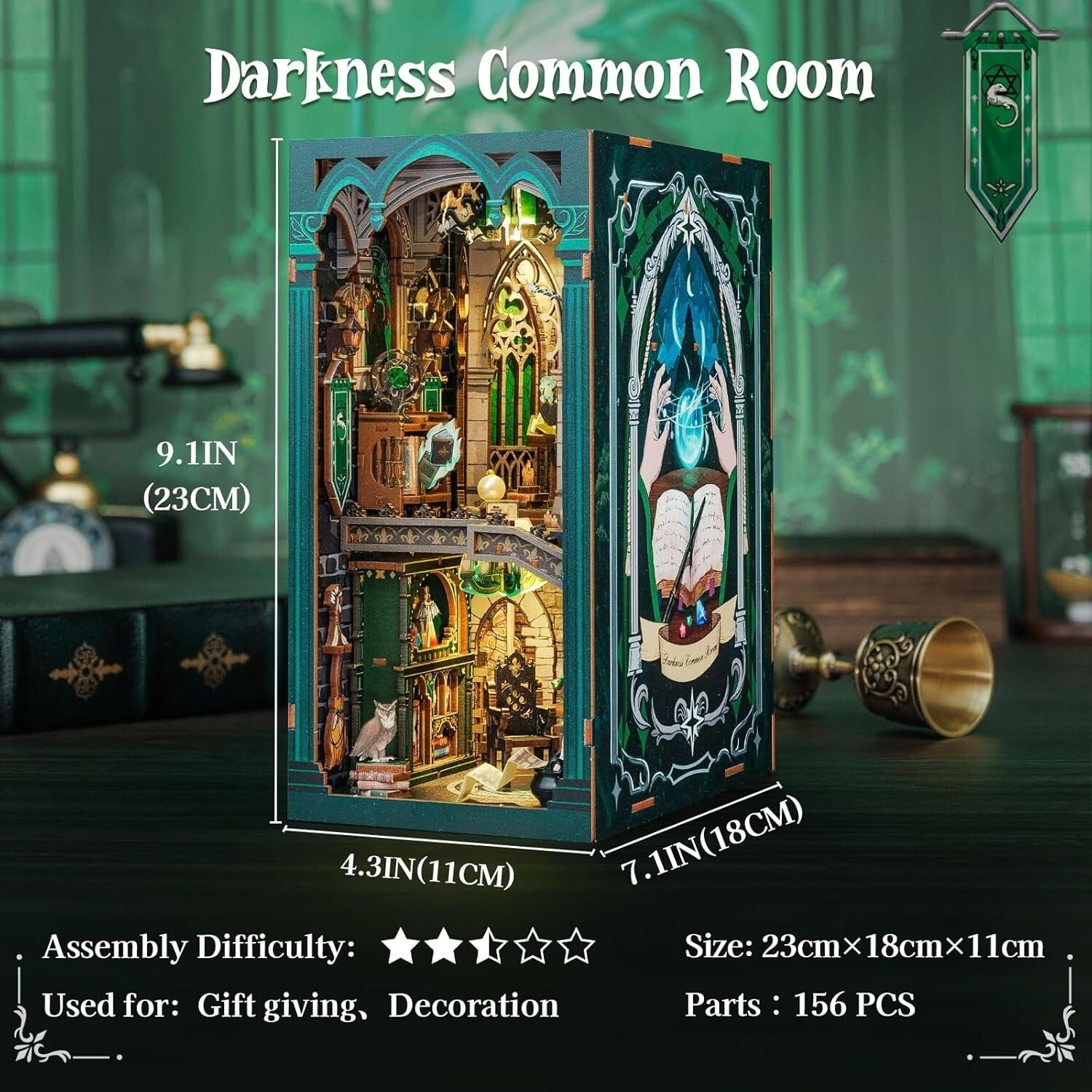 DIY 3D Wooden Book Nook Kit - Magical Miniature House Puzzle for Adults