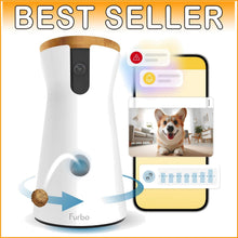 Load image into Gallery viewer, 360° Rotating Dog Camera with Treat Dispenser: Stay Connected with Your Pup