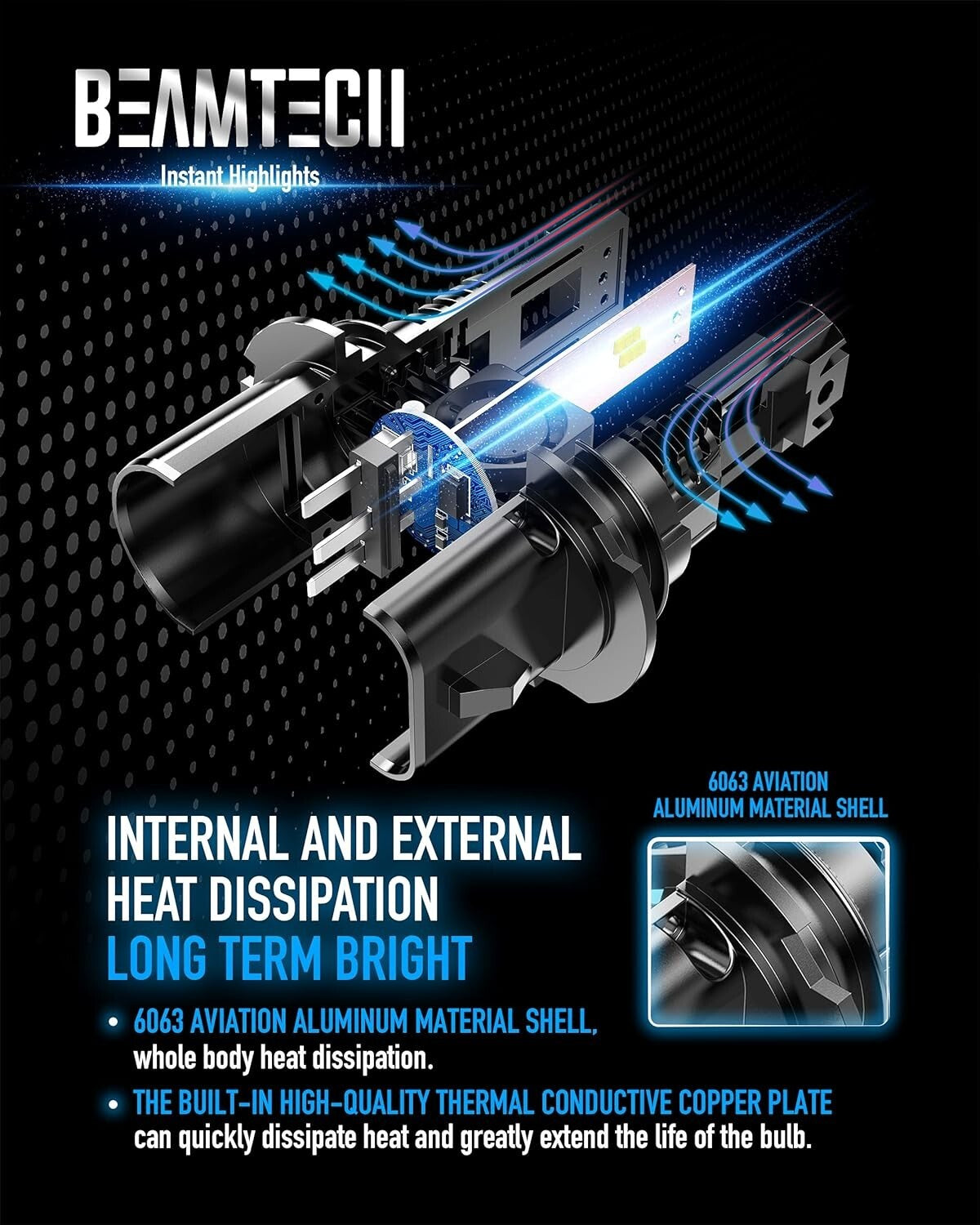 Fanless Design 9007 Powersports Fog Light Bulbs - Wider Visibility & Brightness