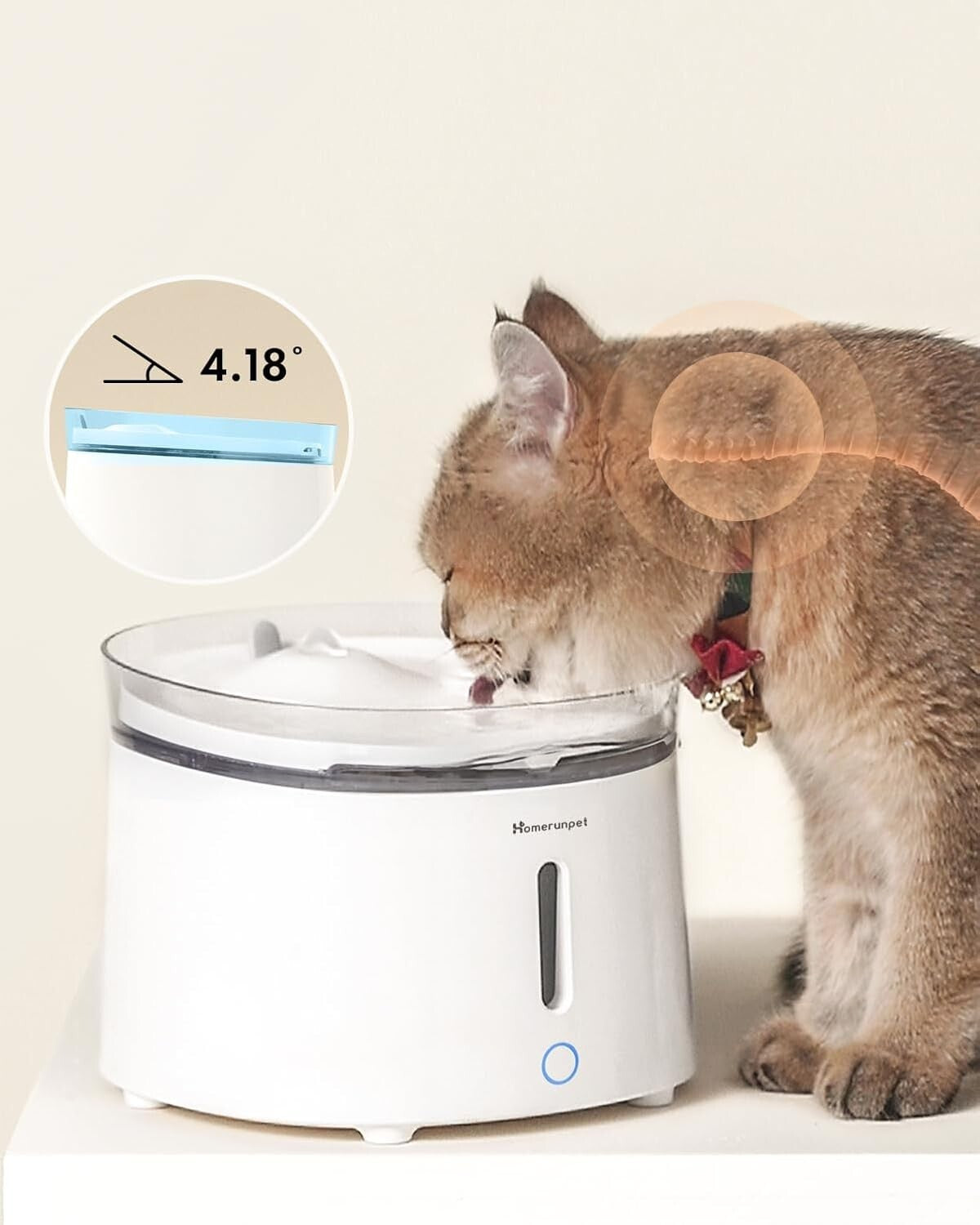 Dual Mode Cat Water Fountain, Quiet 2L Dispenser with Effortless Cleaning System