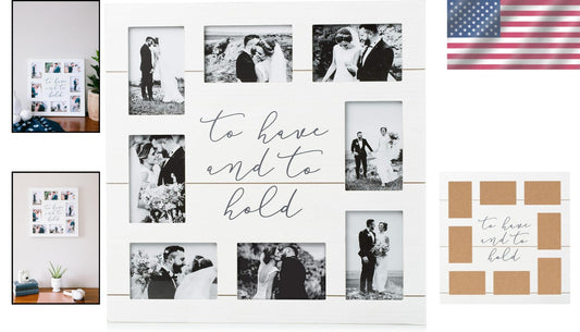 Elegant 20x20 Shiplap Collage Frame with 8 Photo Inserts - Wedding Keepsake