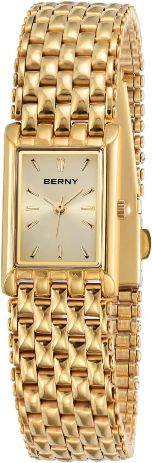 Chic Rectangle Gold Watch for Women - 3ATM Waterproof with Stainless Steel Band