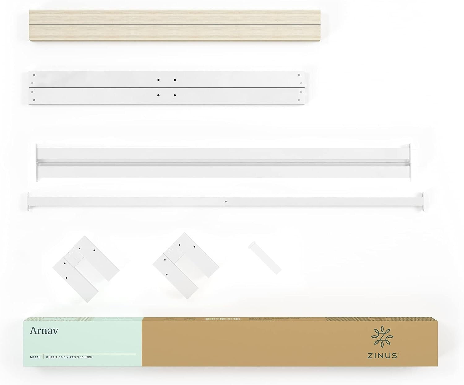 Arnav Twin Bed Frame in White – Strong Steel Construction, Headboard Compatible