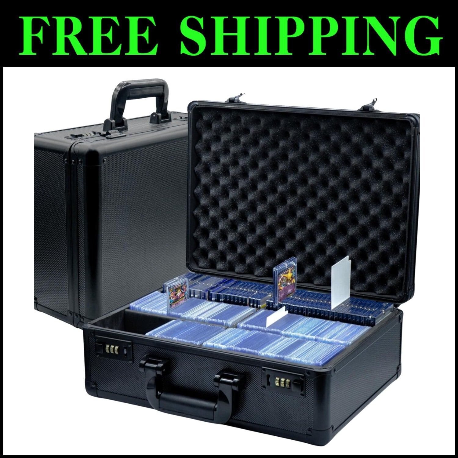Secure Trading Card Box Holds 2700 Sleeved Cards - Durable Aluminum Design