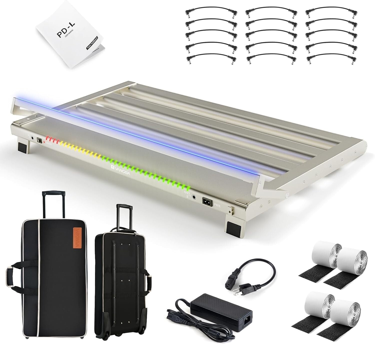 Portable Aluminum Guitar Pedalboard with Wheeled Bag & Isolated Power Supply