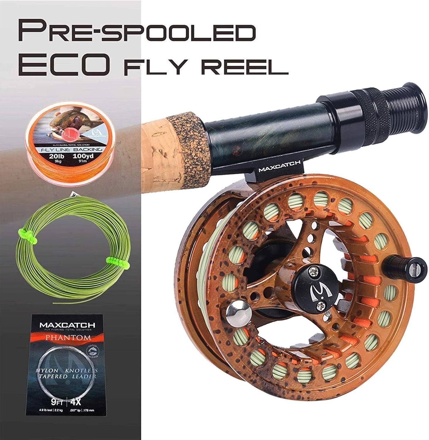 Aluminum Fly Fishing Reel Pre-Loaded with Brown Trout Line - Compact & Durable