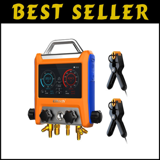 Digital 4-Valve HVAC Manifold Gauge with Smart Touch Screen & App Integration