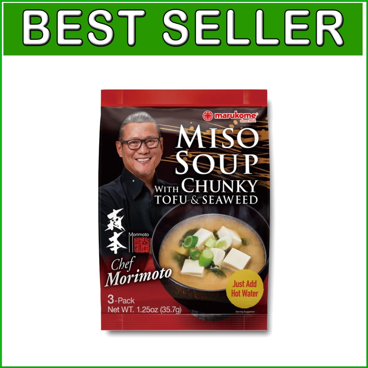 Chef Morimoto's Premium Miso Soup with Tofu & Seaweed, 12-Pack (1.25 oz each)