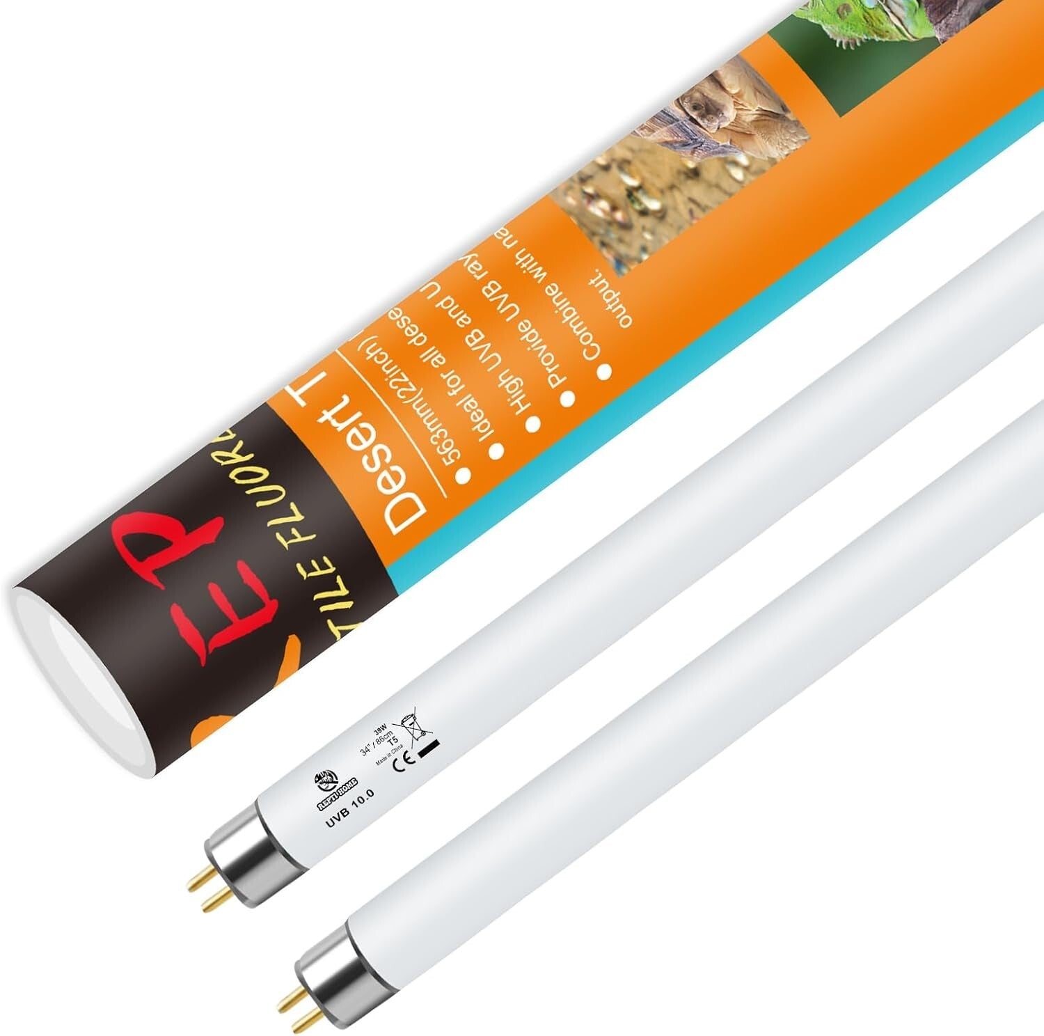 Energy-Efficient Reptile UVB Light Tubes - Full Spectrum Sunlight (2 Pack)