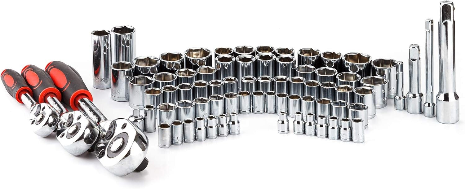 Durable 205-Piece Wrench Tool Set with High-Polish Finish and Portable Case